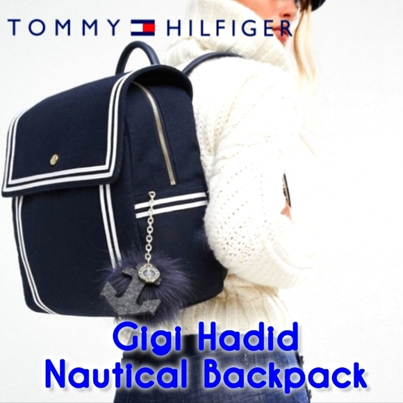 [NWOT] TOMMY HILFIGER GIGI HADID NAUTICAL STIRIPE BACKPACK Limited Edition - Picture 1 of 14